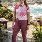 Fabulous Fluid Art Pink Print | Activewear Coord Set Tshirt With Tummy Tuck Leggings | Multi Sport | Odour Free