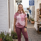 Fabulous Fluid Art Pink Print | Activewear Coord Set Tshirt With Tummy Tuck Leggings | Multi Sport | Odour Free