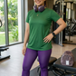 Basic Solid Set | Activewear Coord Set Tshirt With Tummy Tuck Purple Leggings | Multi Sport | Odour Free
