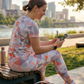 Must Have Geometric Print | Activewear Coord Set Tshirt With Tummy Tuck Leggings | Multi Sport | Odour Free