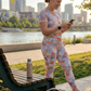 Must Have Geometric Print | Activewear Coord Set Tshirt With Tummy Tuck Leggings | Multi Sport | Odour Free