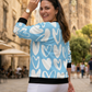 Adorable Heart Print Blue Sweatshirt