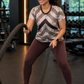 Geometric Brown Leaf Print | Activewear Coord Set Tshirt With Tummy Tuck Brown Leggings | Multi Sport | Odour Free