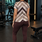 Modish Chevron Print | Activewear Coord Set Tshirt With Tummy Tuck Brown Leggings | Multi Sport | Odour Free