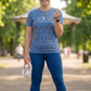 Sophisticated Geometric Print | Activewear Coord Set Tshirt With Tummy Tuck Blue Leggings | Multi Sport | Odour Free