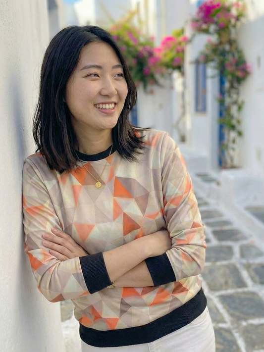 Greece Vibe Geometric Print Pastel Sweatshirt