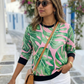 Greece Vibe Serene Nature Print Green Sweatshirt