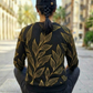 Greece Vibe Leaf Print Black Sweatshirt