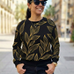 Greece Vibe Leaf Print Black Sweatshirt