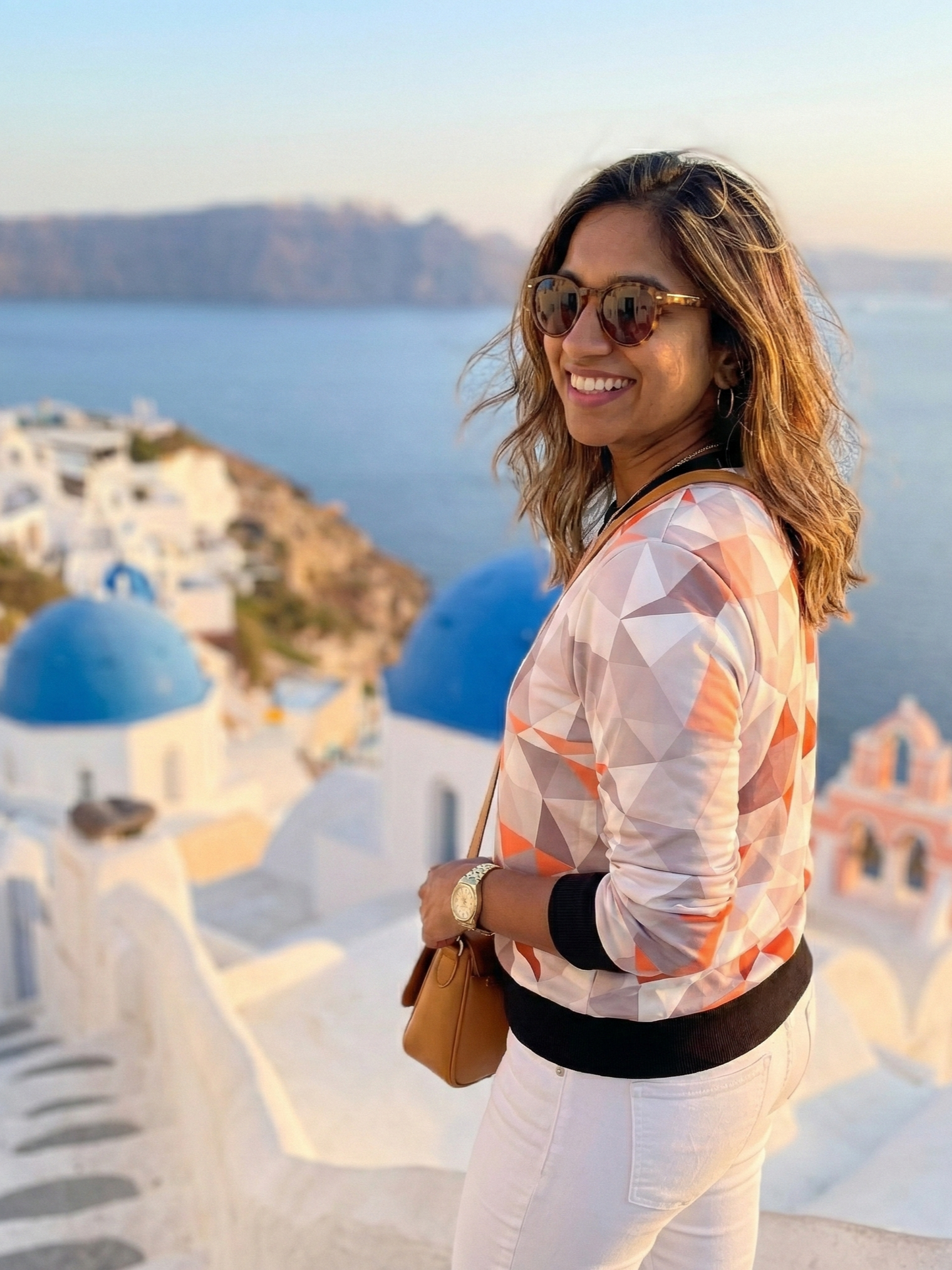 Greece Vibe Geometric Print Pastel Sweatshirt