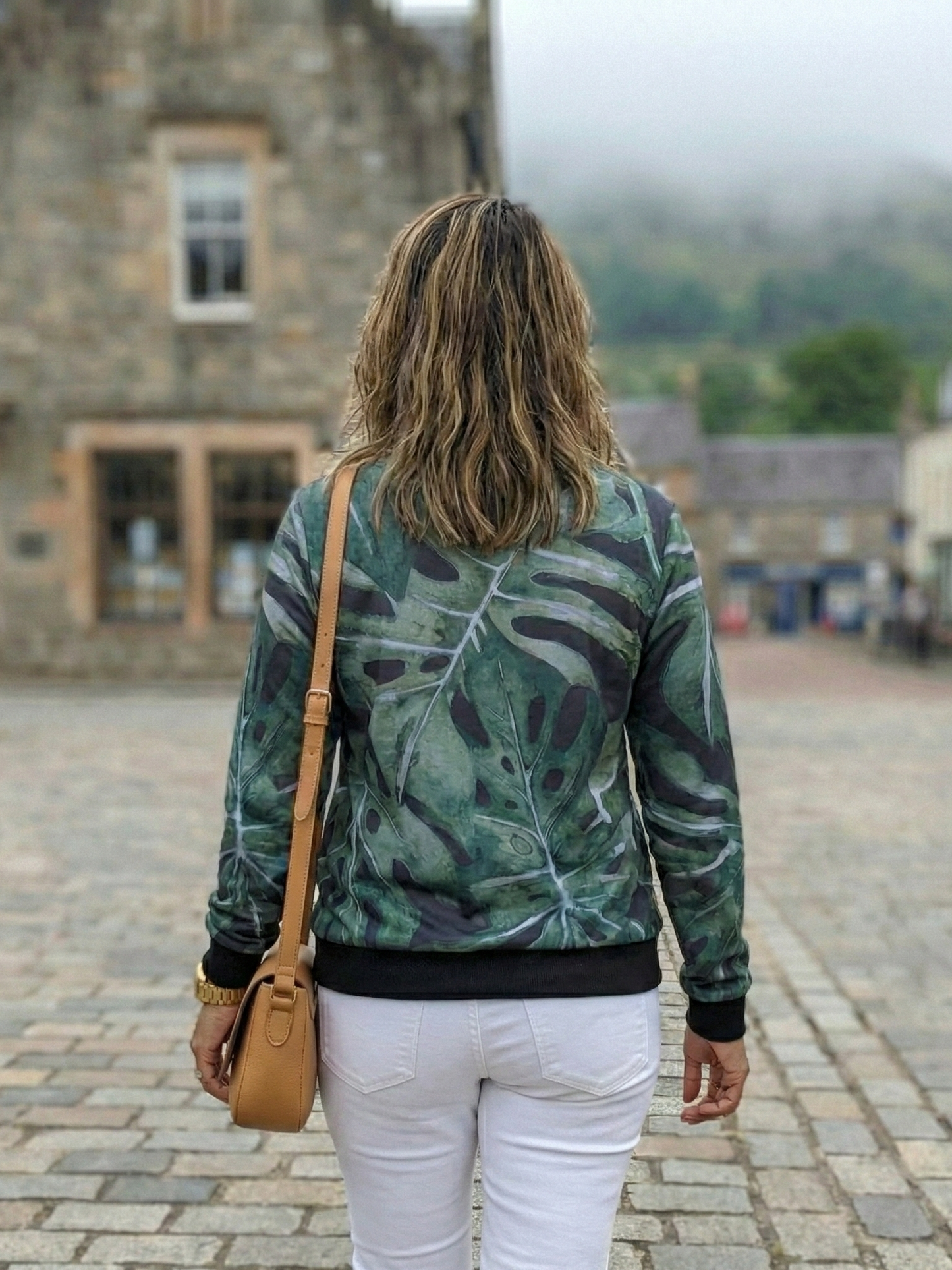 Scotland Vibe Leaf Print Green Sweatshirt