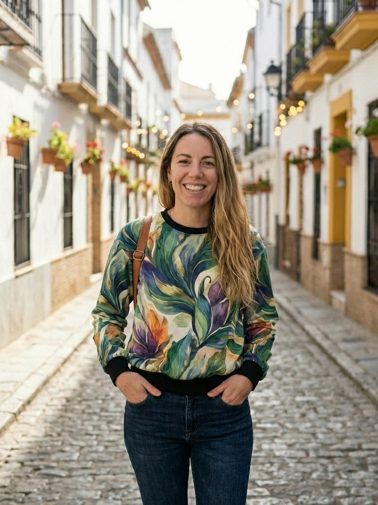 Serene Leaf Print Multi Coloured Sweatshirt
