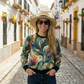 Serene Leaf Print Multi Coloured Sweatshirt