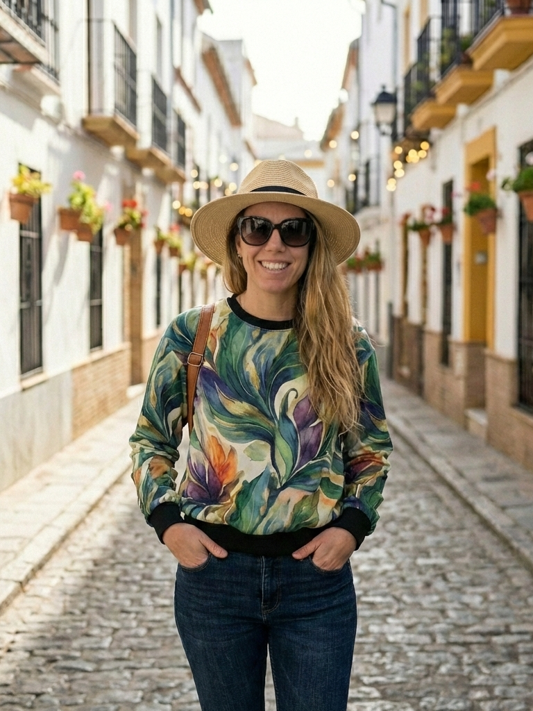 Serene Leaf Print Multi Coloured Sweatshirt