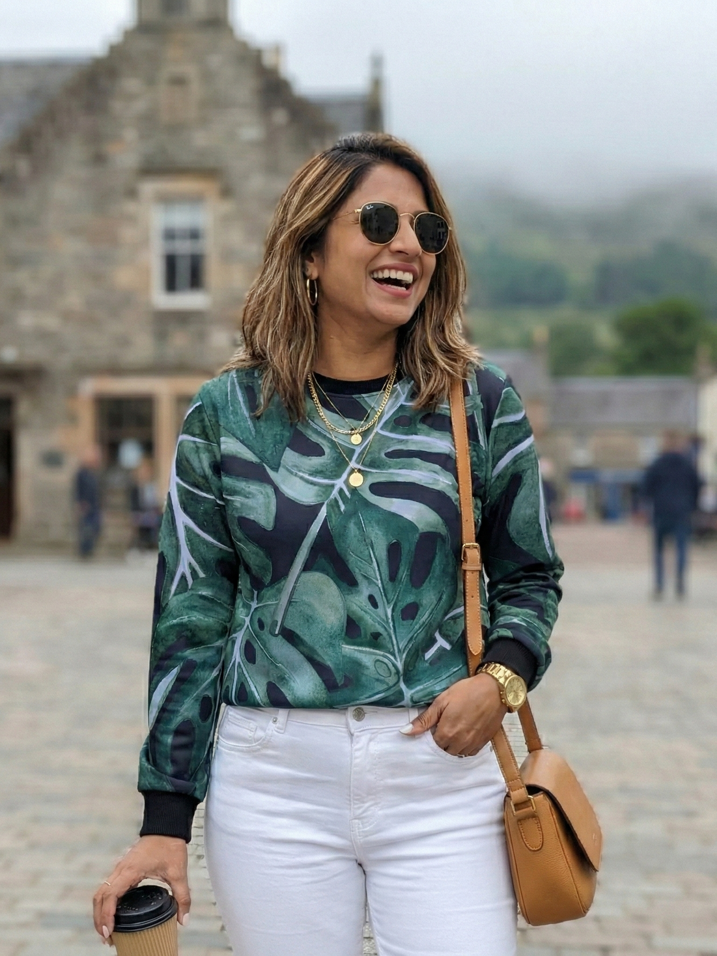 Scotland Vibe Leaf Print Green Sweatshirt