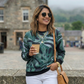 Scotland Vibe Leaf Print Green Sweatshirt