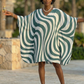 Smart Waves Print Green Kaftan Dress
