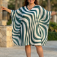 Smart Waves Print Green Kaftan Dress