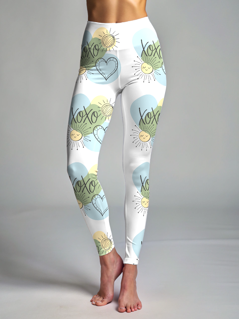 Sweet XOXO Print Premium Oversized Tee With Green Leggings Set Stylesplash