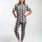 Trendy Hexagon Pink Print Premium Oversized Tee With Tummy Tuck Body Shaping Leggings Co-ord Set