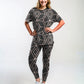Hotselling Pastel Pink Lines on Brown Print Premium Oversized Tee With Tummy Tuck Body Shaping Leggings Co-ord Set