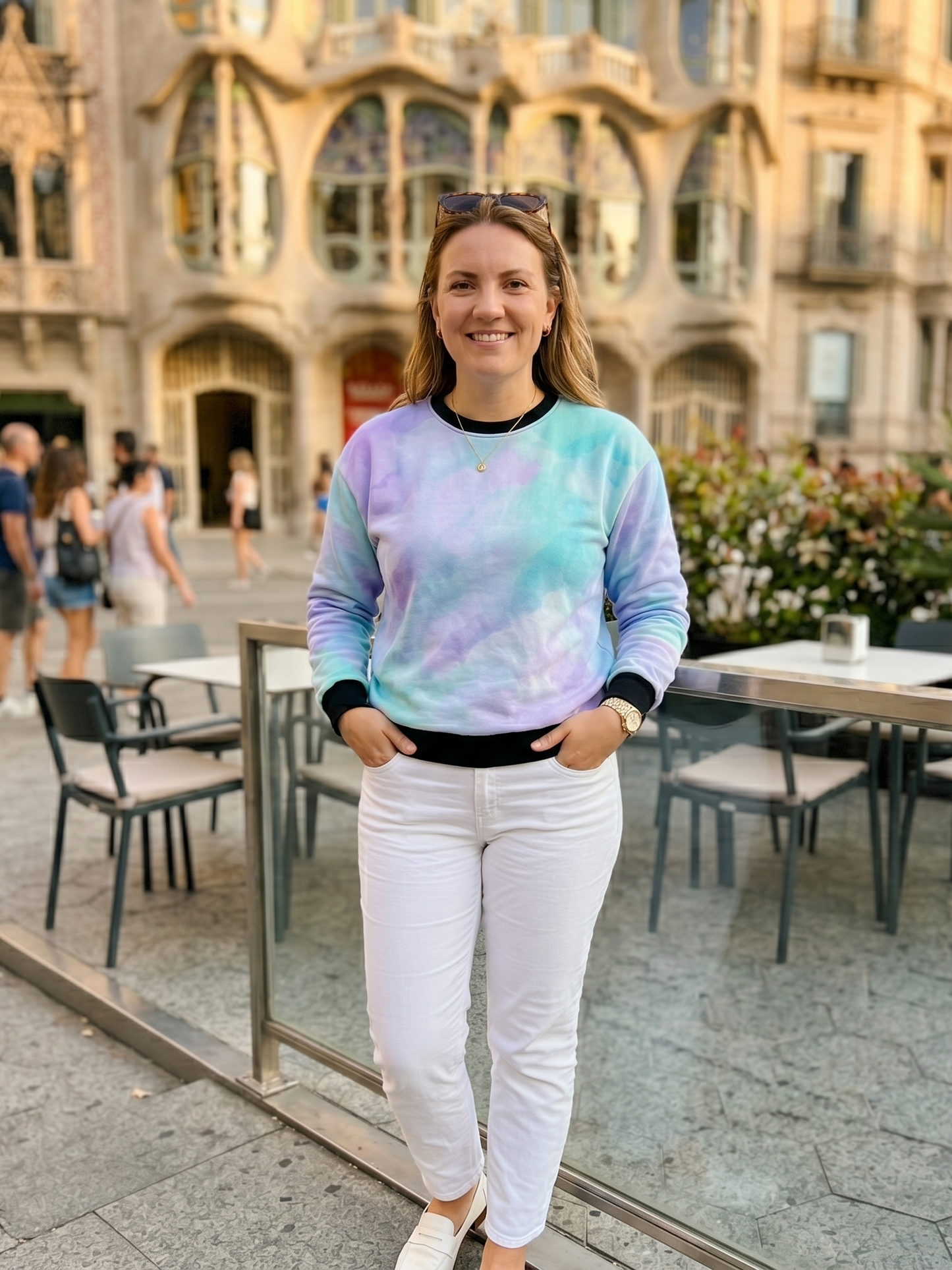 Cute Hues Print Pink And Blue Sweatshirt