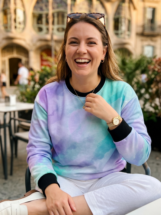 Cute Hues Print Pink And Blue Sweatshirt
