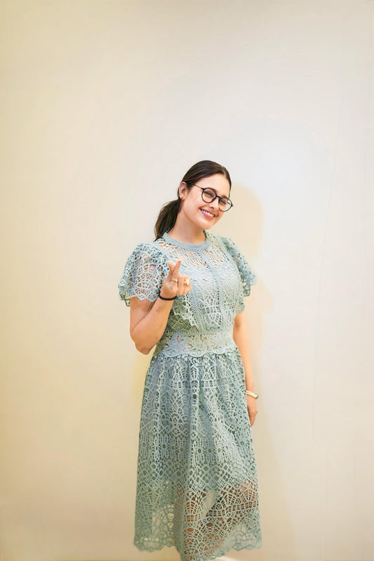 Fabulous O Neck A Line Lace Slim Dress - Ships in 24 Hrs