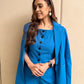 Premium Formal Wear Blazer With Vest And Pants Blue Set