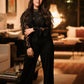 Ultramod See Through Lace Gauze Patchwork Solid Black Jumpsuit - Ships in 24 Hrs