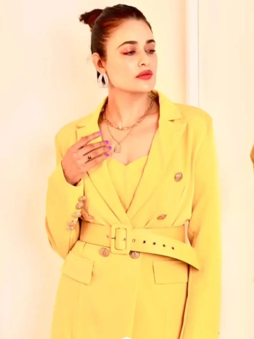 Ultramod Jumpsuit With Blazer Coat Yellow Set