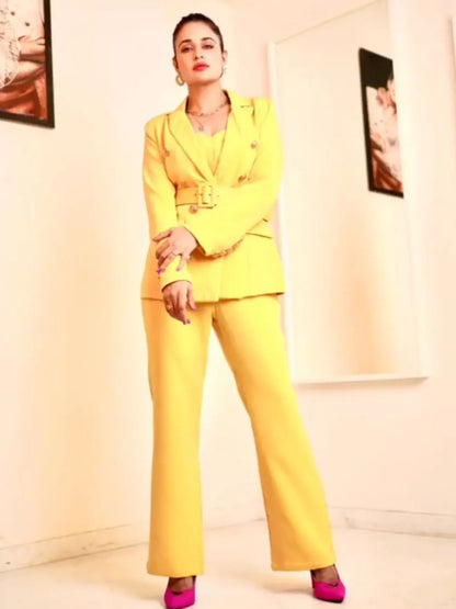 Ultramod Jumpsuit With Blazer Coat Yellow Set - Ships in 24 Hrs