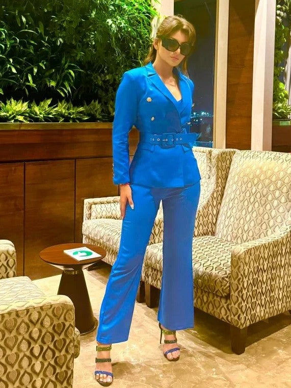 Ultramod Jumpsuit With Blazer Coat Blue Set