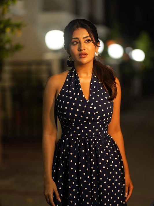 Bohemian Retro Dot French Style Blue Dress