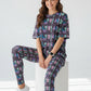 Trending Korean Hello Print Premium Oversized Tee With Tummy Tuck Body Shaping Leggings Co-ord Set