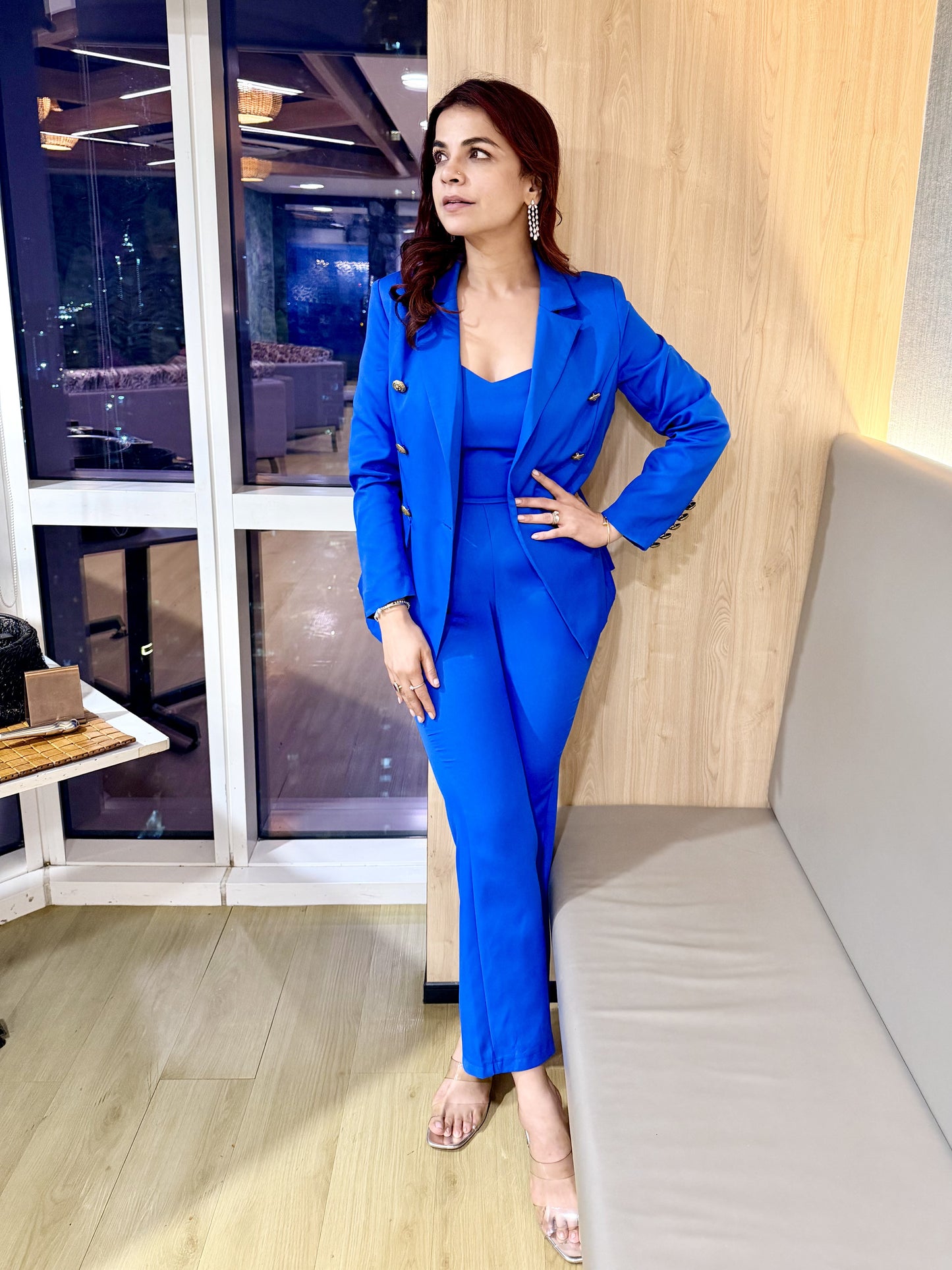 Ultramod Jumpsuit With Blazer Coat Blue Set