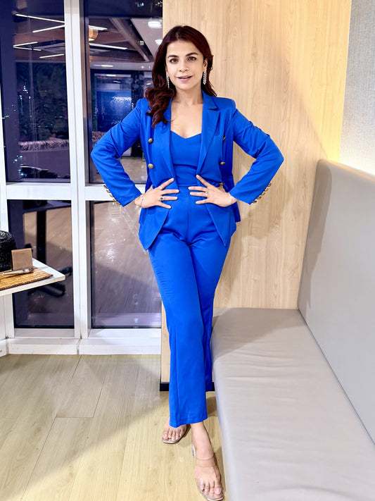 Ultramod Jumpsuit With Blazer Coat Blue Set