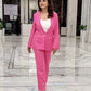 Formal Style Solid Blazer With Pink Trouser Suit Set - Ships in 24 Hrs