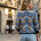 Delightful Japanese Art Print Blue Sweatshirt