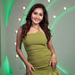 Sexy Backless Feather Decor Green Mini Dress
