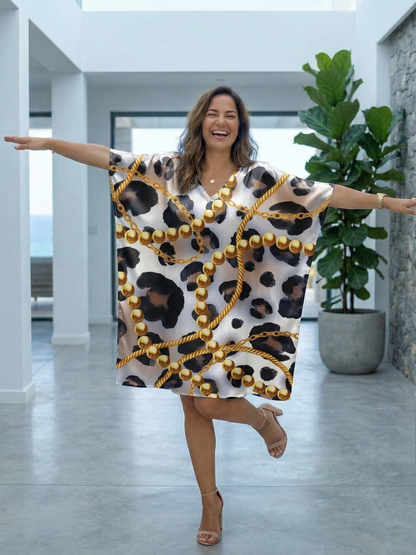 Quirky Animal Print Kaftan Dress