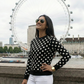 London Vibe Evergreen Polka Dot Print Black Sweatshirt