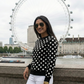 London Vibe Evergreen Polka Dot Print Black Sweatshirt