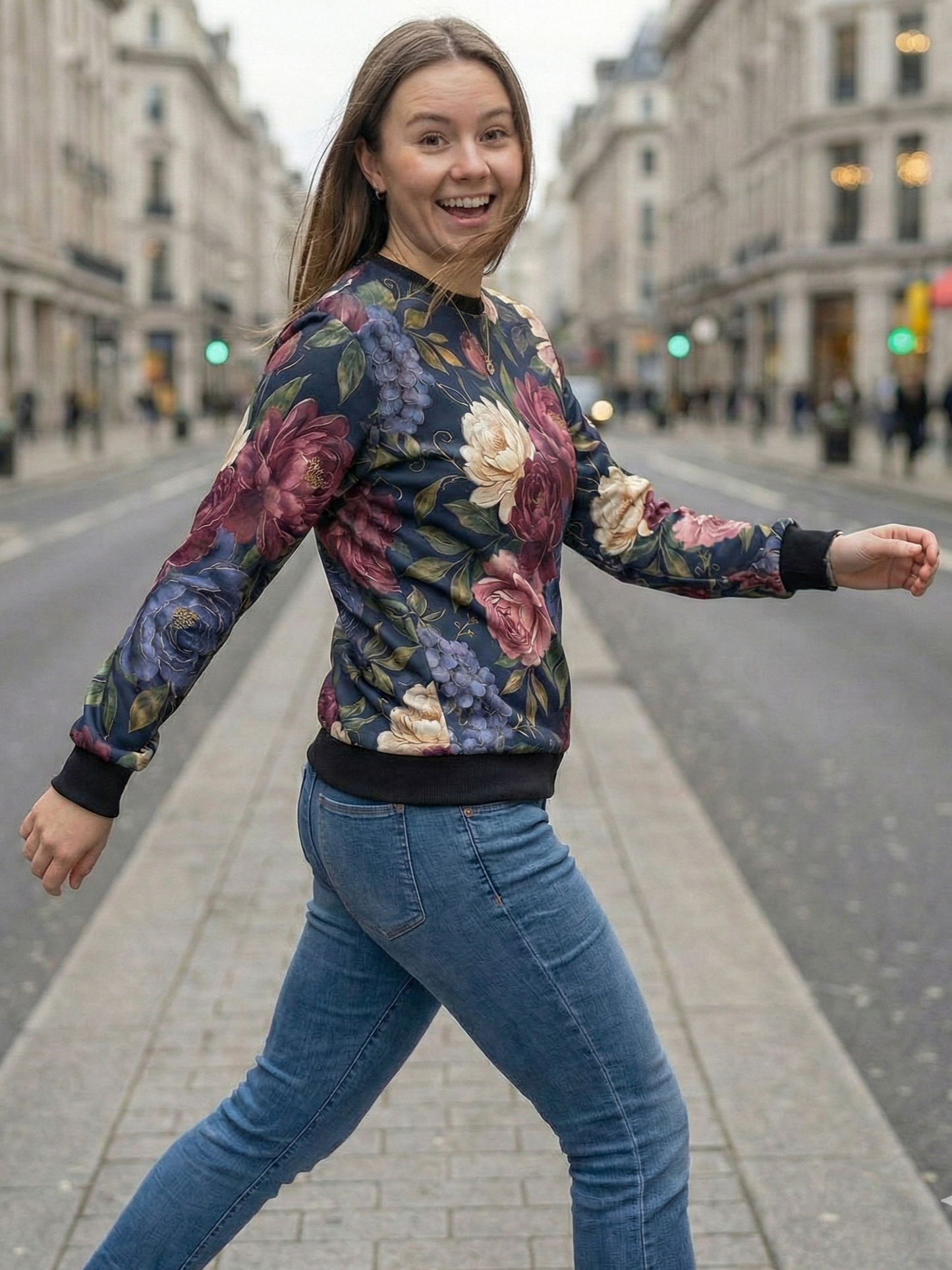 Charming Floral Print Multi Coloured Sweatshirt