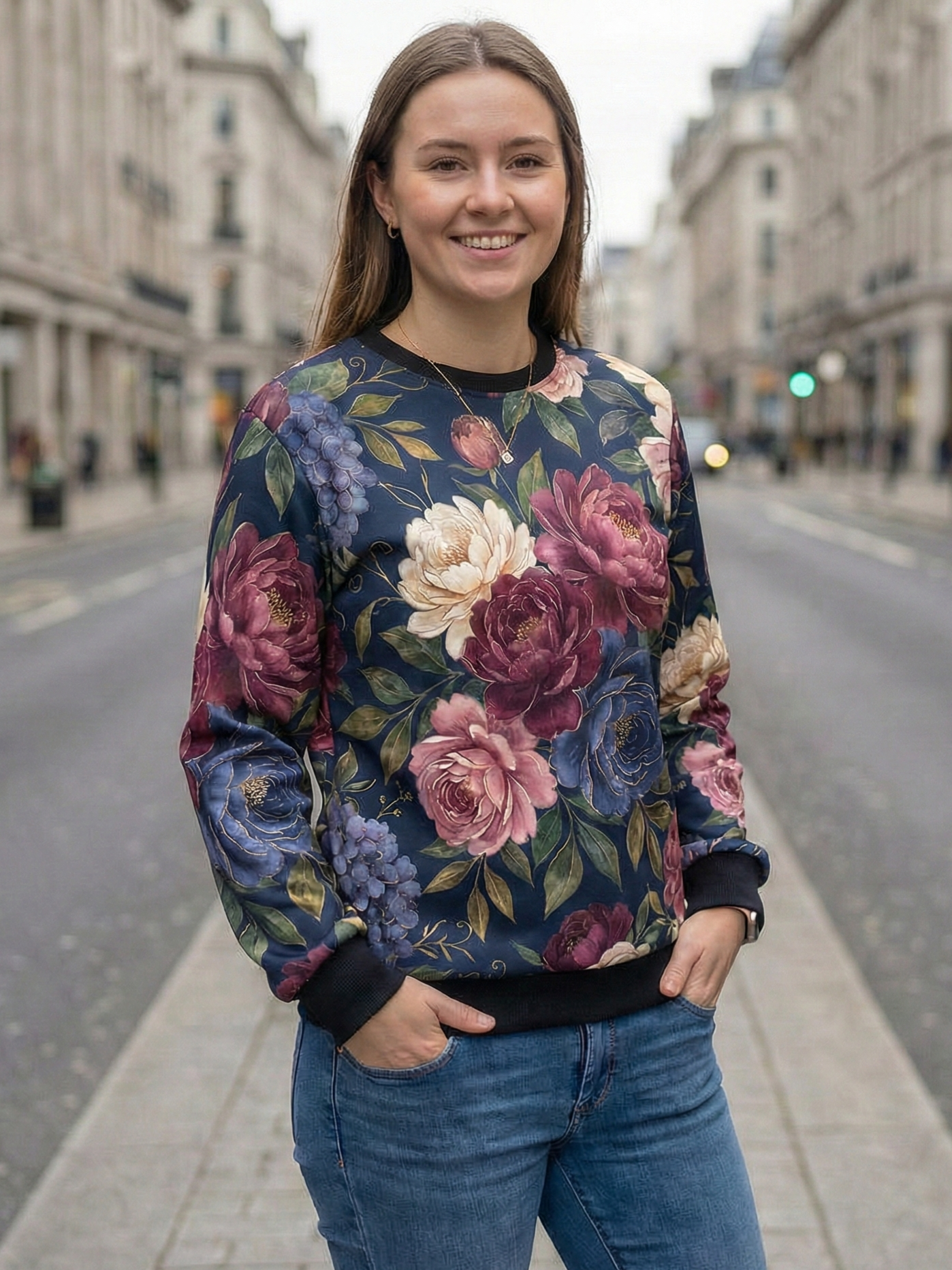 Charming Floral Print Multi Coloured Sweatshirt