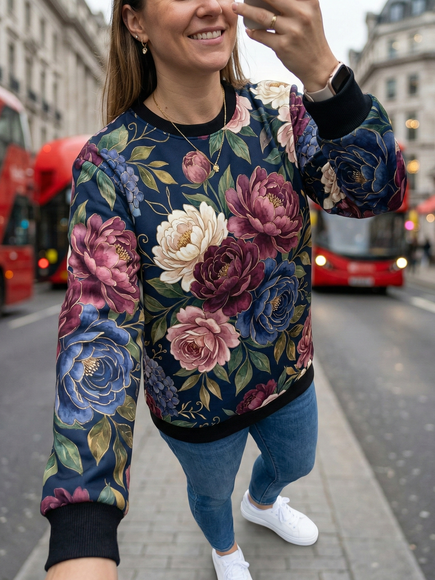 Charming Floral Print Multi Coloured Sweatshirt