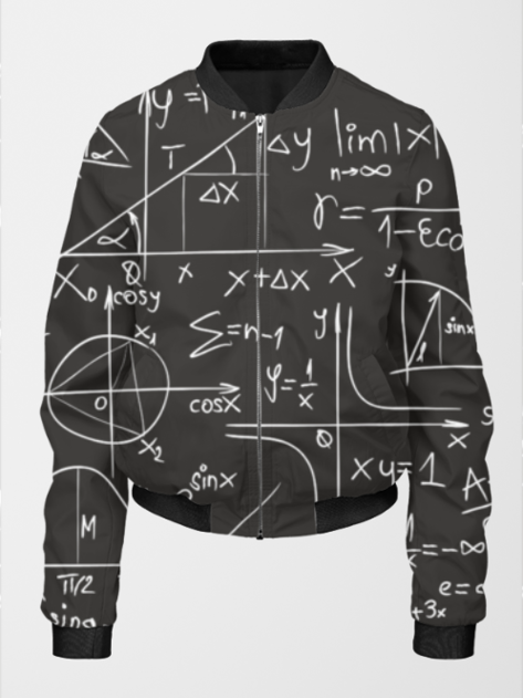 Must Have Math Print Black Bomber Jacket