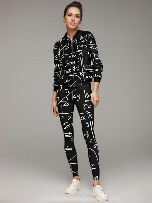 Must Have Math Print Bomber Jacket With Leggings Co Ord Set