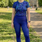 Fast Selling Indigo Matrix Print | Activewear Coord Set Tshirt With Tummy Tuck Blue Leggings | Multi Sport | Odour Free