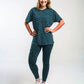 Simple Maze Print Premium Oversized Tee With Tummy Tuck Body Shaping Leggings Aqua Green Co-ord Set